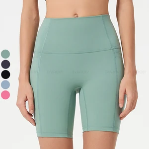 Pocket Design Gym Workout High Waist Sports Fitness Yoga Shorts No Camel Toe Running Clothes Custom Biker Shorts Women