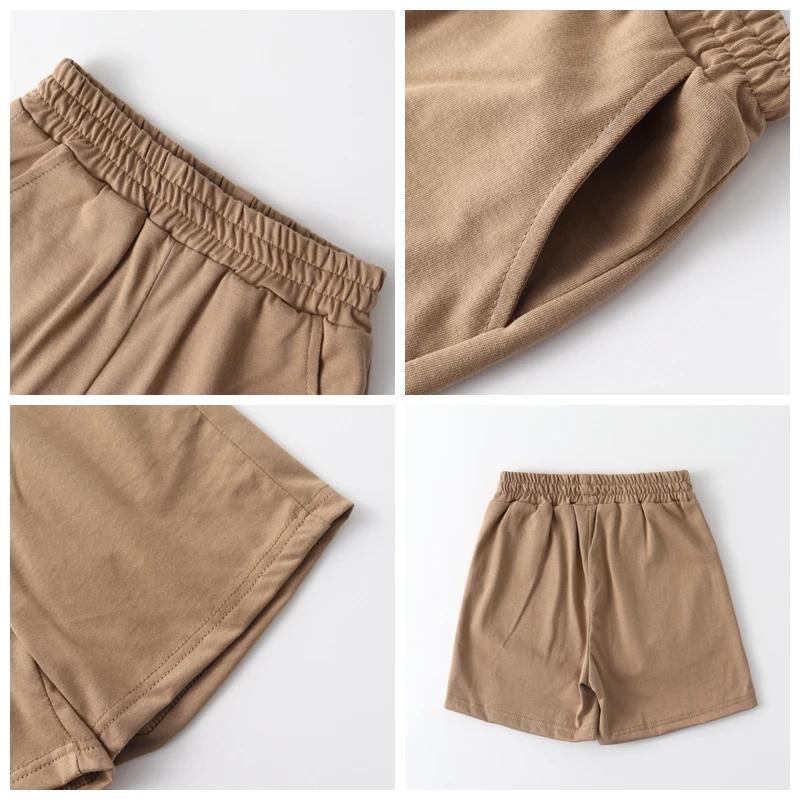 Factory Custom Children Toddler Boy Shorts Outfit Sweatsuit Sets Cotton Blank Kids Boys Summer