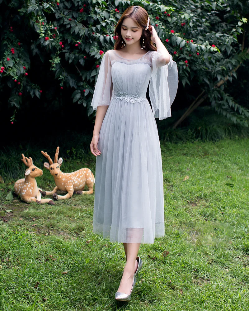 Bride Guests Beautiful Short Flying Sleeves Bridesmaid Dresses PromWedding  Party Dress