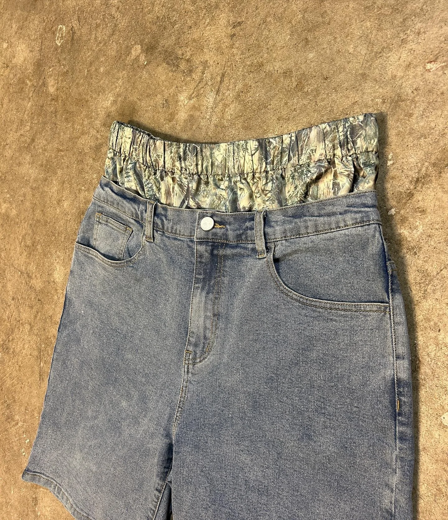 Jorts Manufacturer Summer Custom Designer Distressed Cotton Blue Oversized Washed Double Waisted Baggy Denim Jeans Shorts Men gallery 2