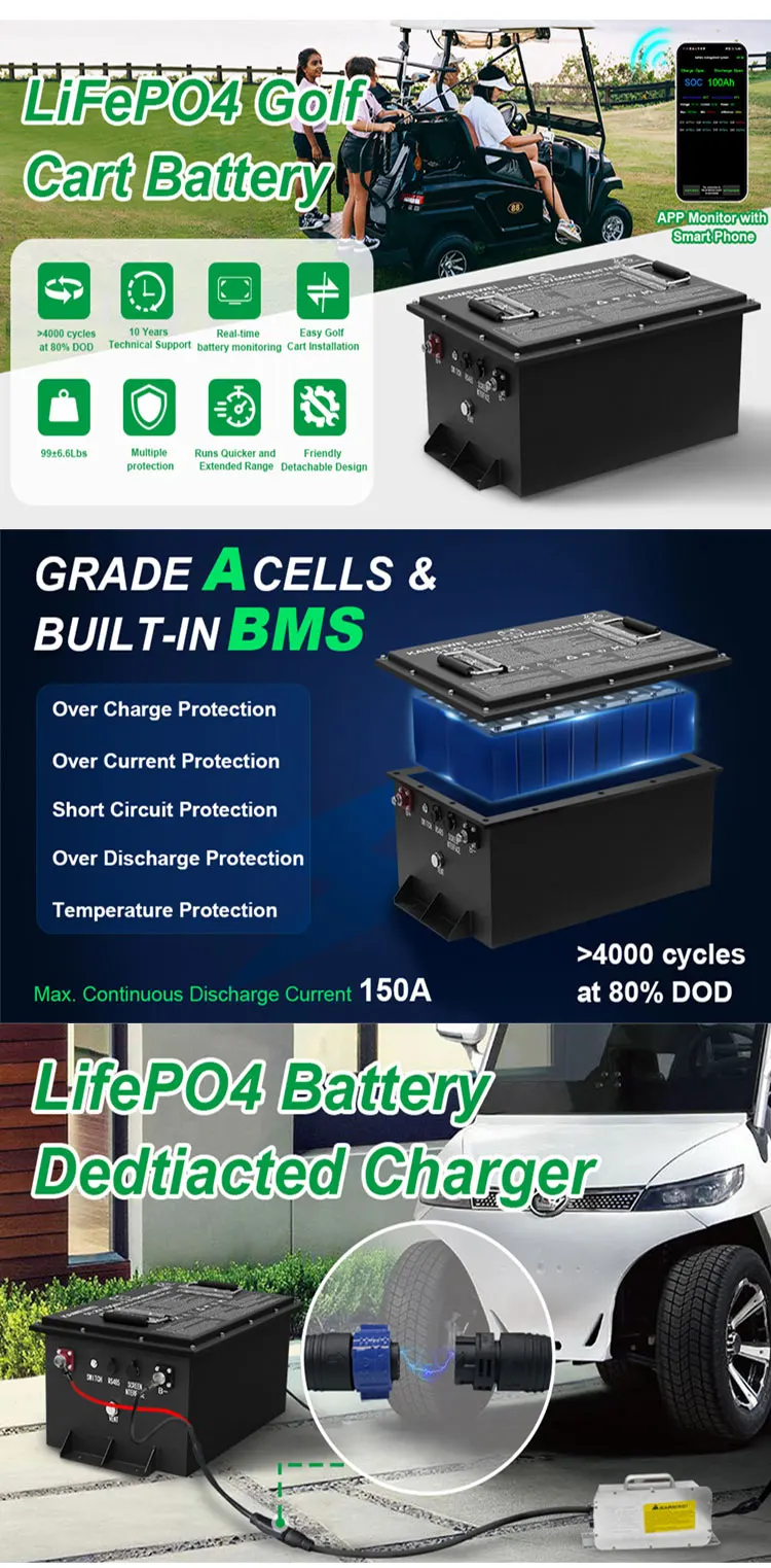 48v Lithium Ion Golf Cart Battery Pack With Deep Cycle Fast Charging ...