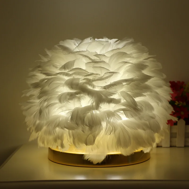 Inttox-Lampe à Plumes avec Réglage de Luminosité en Continu et Recharge USB Élégance Lumineuse