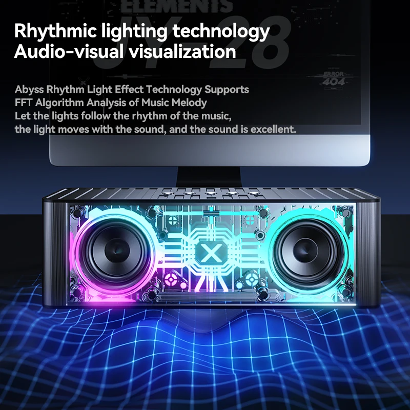 JY28PRO Cyberpunk Transparent Mecha Style  Portable Music Player Mech Small Steel Cannon bluetooth Speaker with Rgb Lights