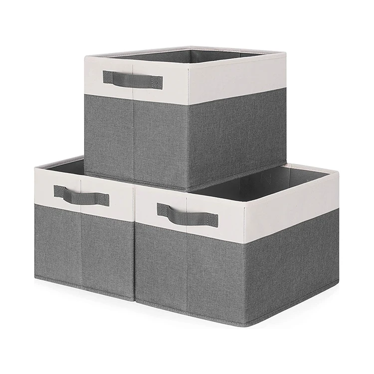 Nonwoven Style Home Grey Fabric Collapsible Foldable Fabric Cube 