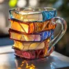 Verre à bordure colorée pour livre A (boîte en papier kraft, boîte en mousse)