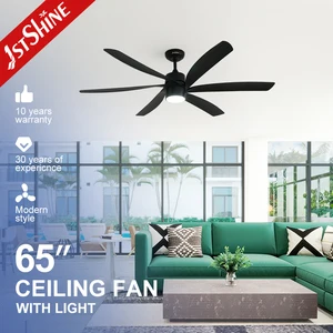 1stshine LED Ceiling Fan Large 65 Inches Big Space Use Plastic Blades High Airflow Black Ceiling Fan with Light