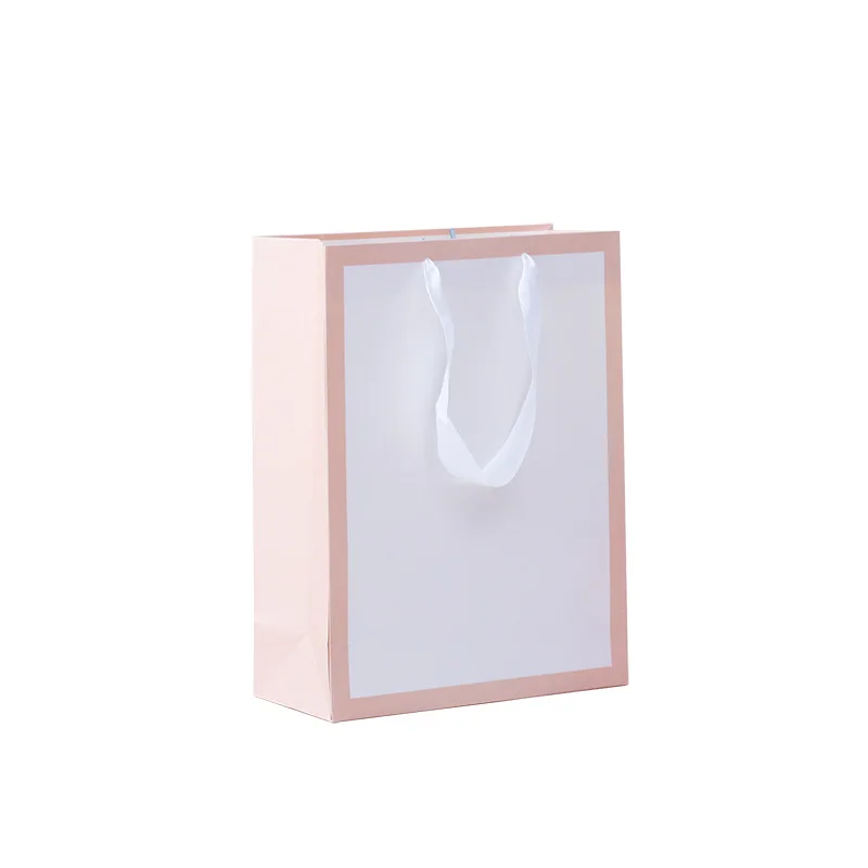 Custom Your Own Logo Printed Recyclable Luxury Paper Bags Packaging Clothing Shopping Paper Bag With White Ribbon Handle