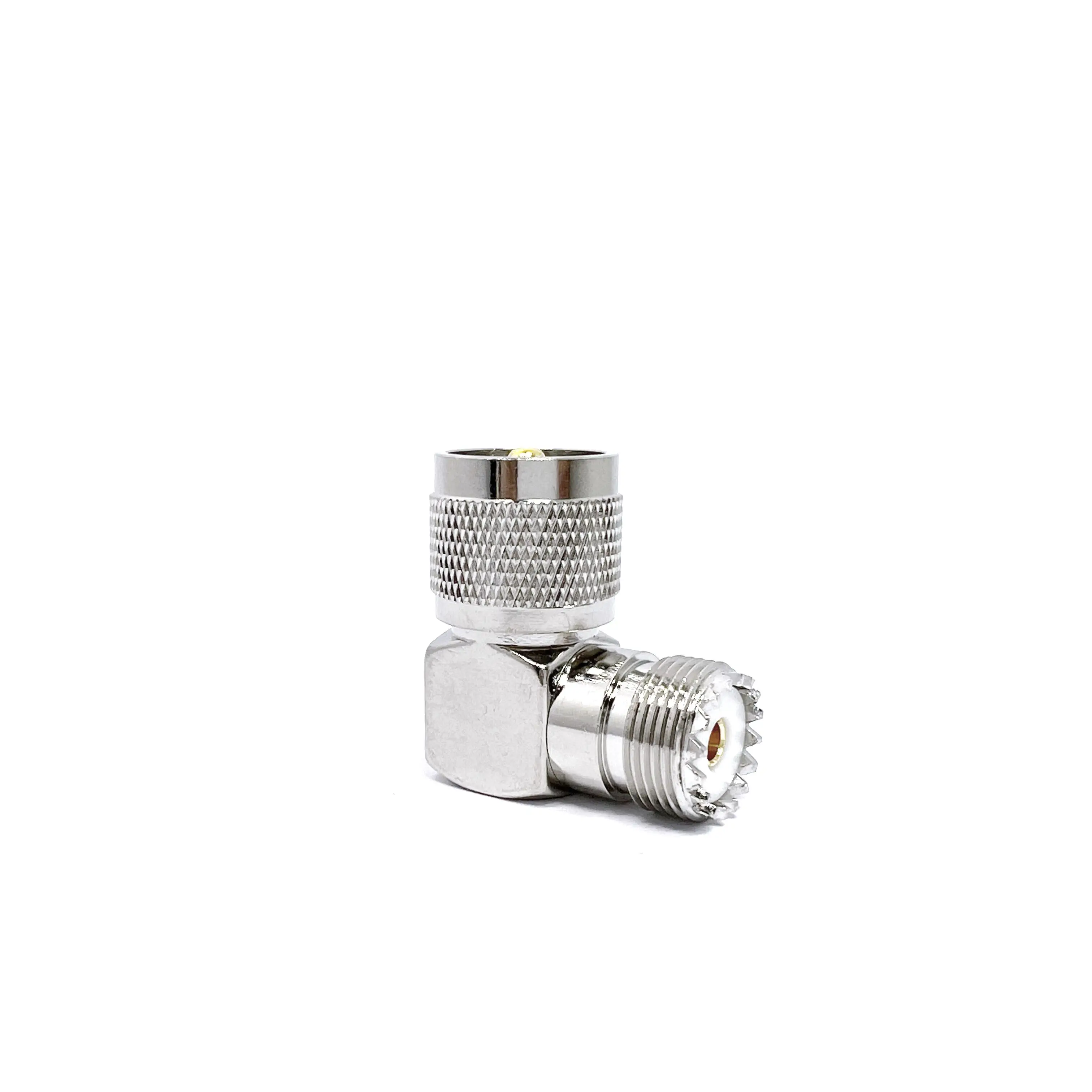 Brass Material Rf Connector UHF Female Jack To UHF PL259 Male Plug Right Angle 90 degree L Shape Adapter supplier