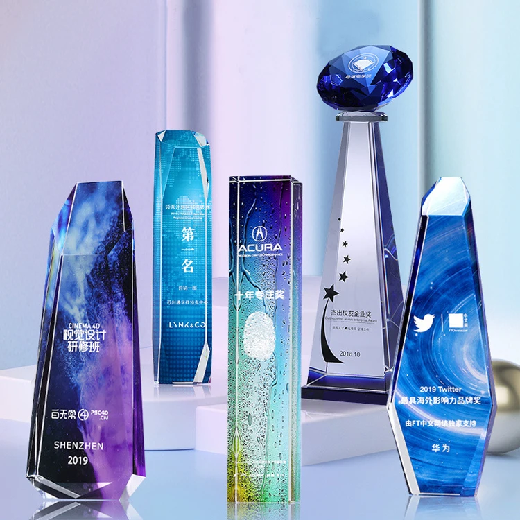 Virous designs colored printing crystal trophy