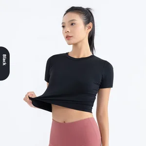 Women's Slim-Fit Quick-Drying Fitness T-Shirt Lightweight Breathable New Spring Summer Yoga Top Open Back Naked Navel