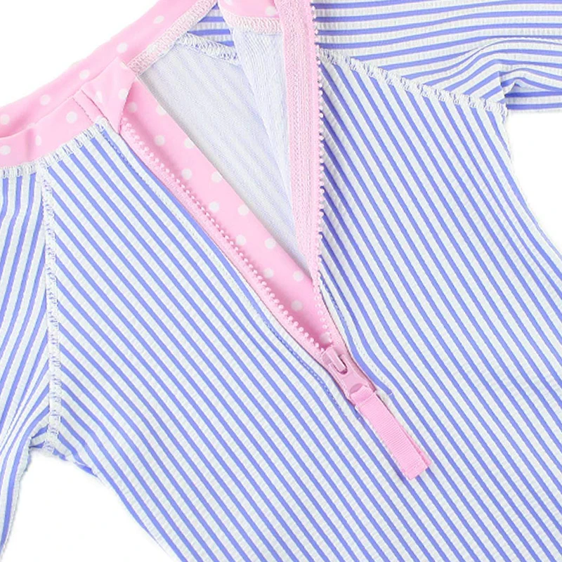 One Piece Toddler Zipper Rash Guard Long Sleeve Ruffle Upf 50+ Sporty High Neck Stripe Swimsuit Kid Teen Girl Swimwear One Piece details