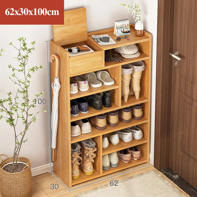 JINXIU Estante de almacenamiento para zapatos de madera MDF sólido estante  para zapatos con un reposapiés/estantes de almacenamiento de zapatos