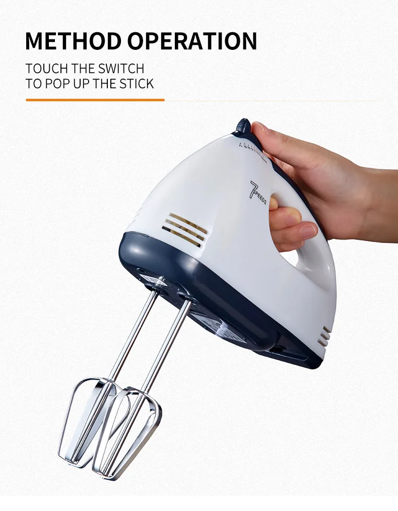Easy Operation Electric Hand Food Mixer Kitchen Appliance With Rotating