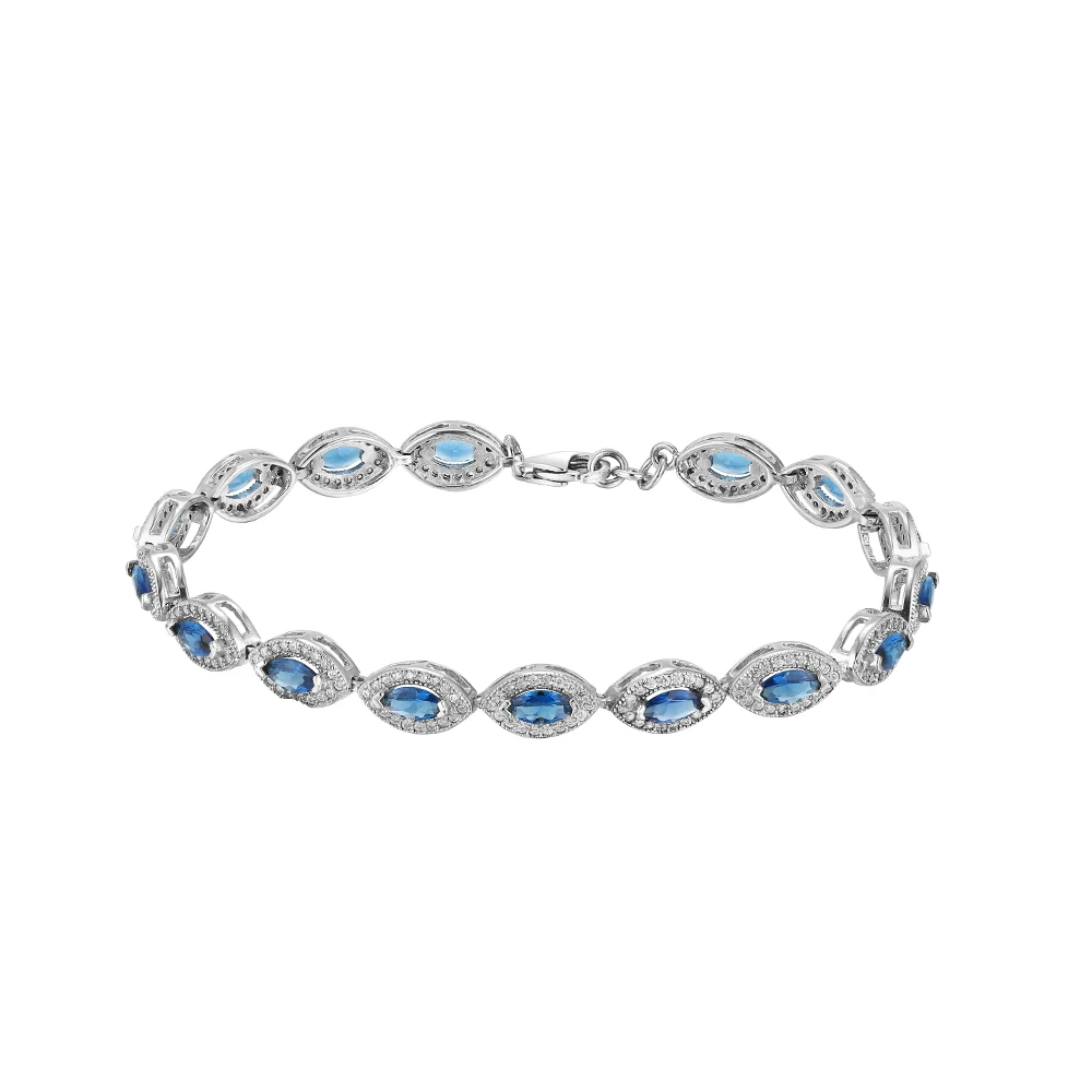 Grace Vintage Elegant Blue Sterling Silver Gem Stone Jewelry Bracelet