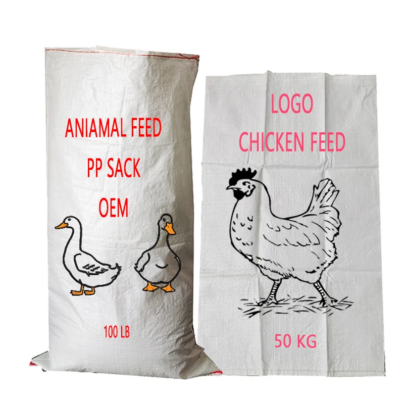 Empty 25kg 50kg 100kg PP Woven Sacks Polypropylene Chicken Pig Horse Feed  Fish Meal Packing Bags for Sale - Main Image