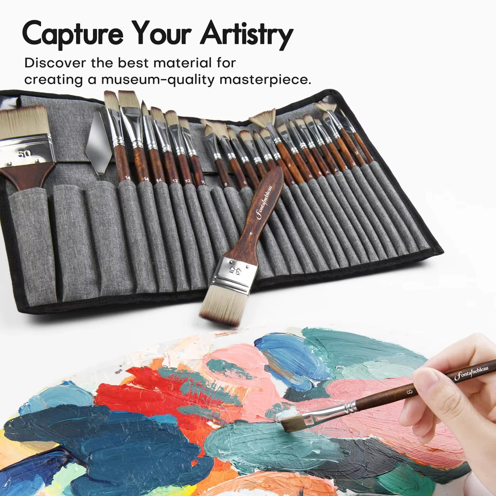 Multi-Shaped 25pcs Custom Logo Wooden Handle Acrylic Nylon Hair Watercolor Acrylic Oil Painting Artist Paint Brush Set