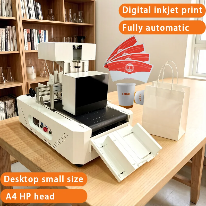 Impresora de inyección de tinta digital de paso único automática Lansong con cabezal HP975/970/452 para bolsas de papel, cajas para pizza, vasos y abanicos
