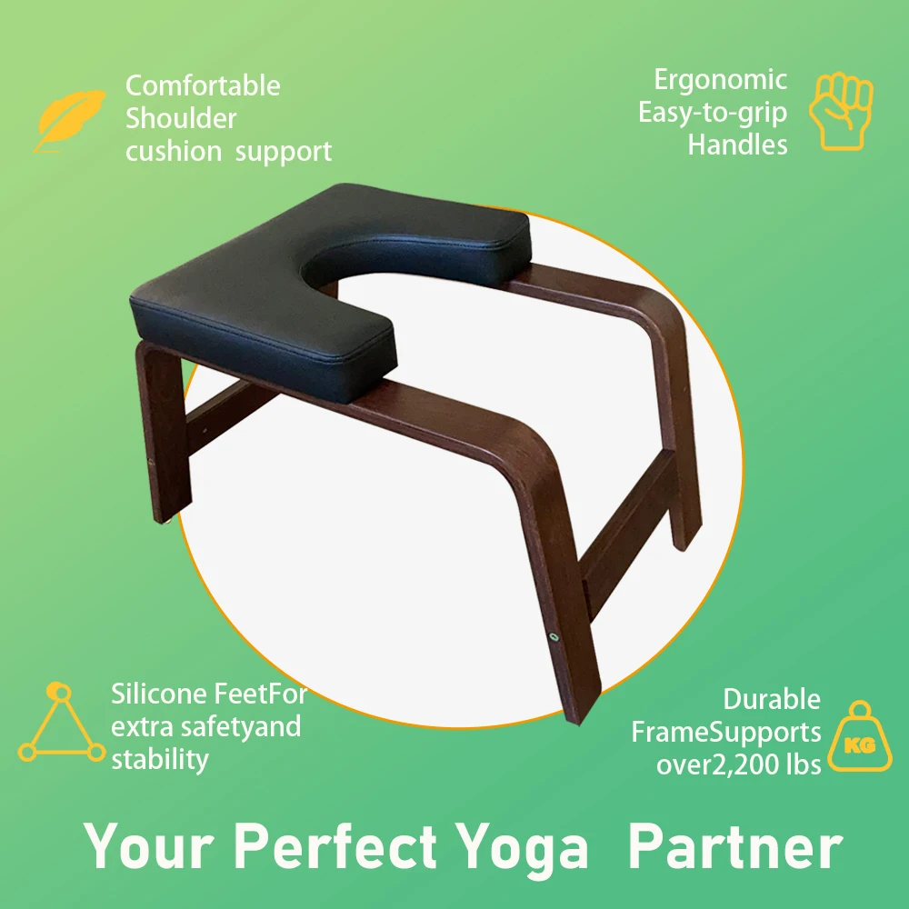 Sinbide Chaise de Yoga en Bois - Chaise d'Inversion de Yoga - Tabouret de Poirier - Musculation à Maison, Gym - Blanc - Sport