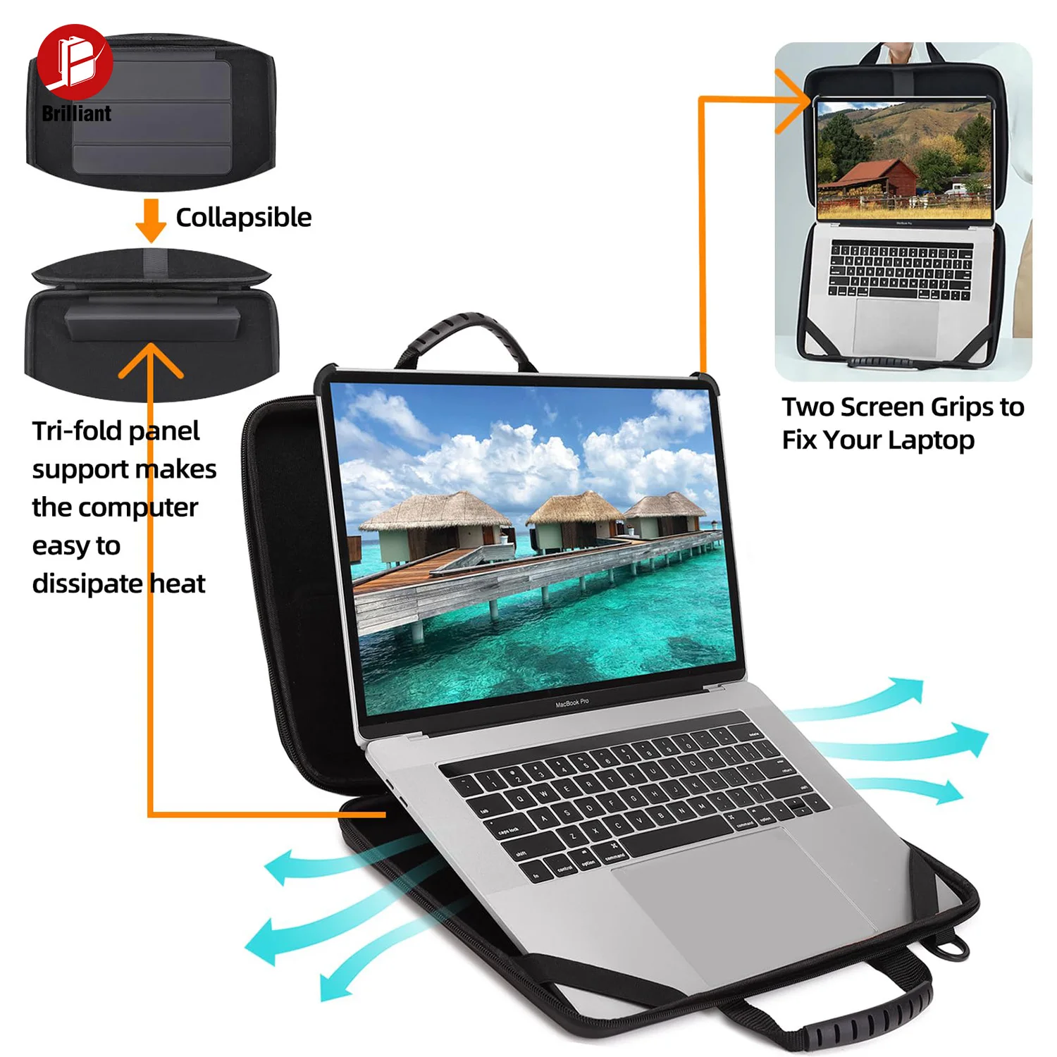 15.6 Inch Hard Shell Laptop Shoulder Bag for Men Women Shockproof Protective EVa Laptop Sleeve Case for MacBook Air