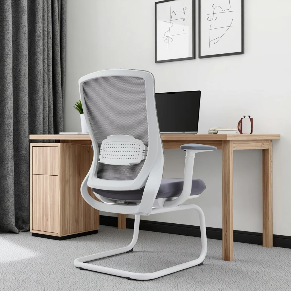 Simple Design Steel Frame Chair Adjustable Lumbar Support Compact Structure Home Office 6