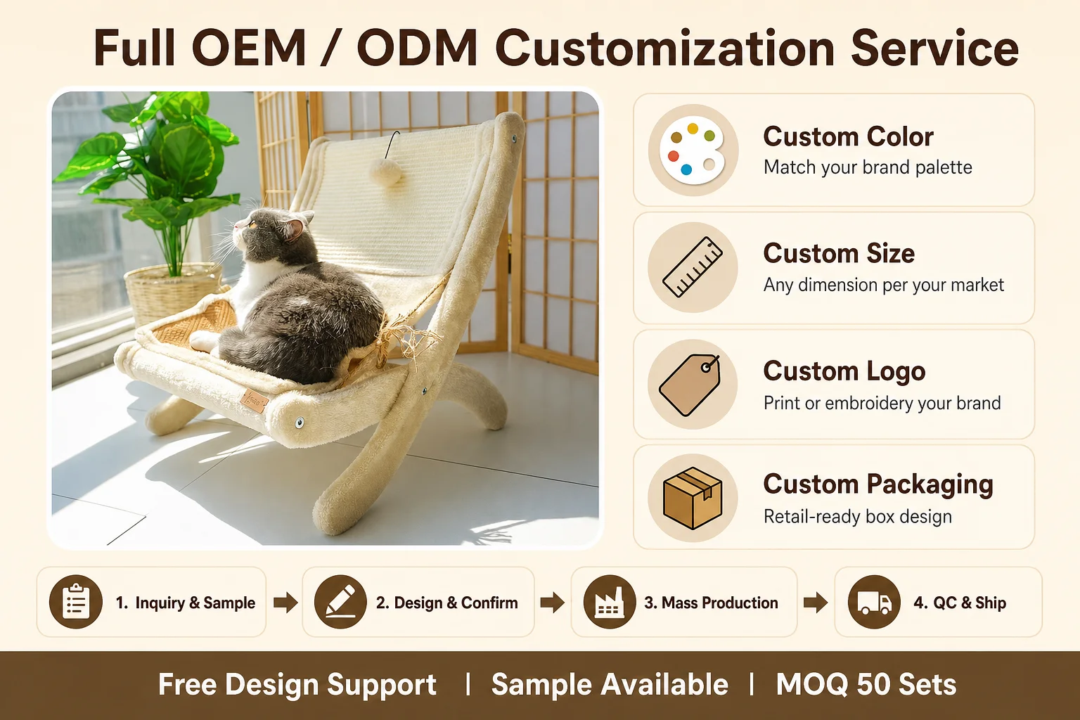 Custom Wooden Cat Lounger Bed Sisal — Product details 8