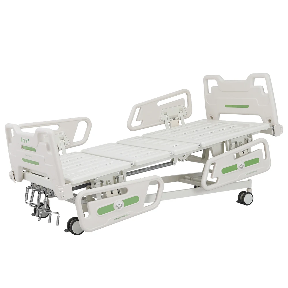 Stainless Steel Modern Four Split Rail Manual Nursing Bed-Five Function Therapeutic Equipment Trendelenburg Mechanism CE School 4