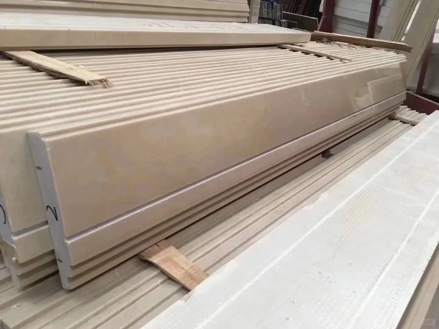 product natural beige marble moulding skirting with 3d model design and total solution for interior marble door frame line decoration-6