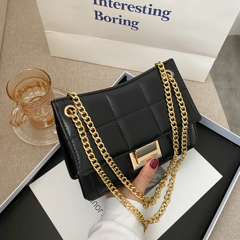 Wholesale Summer new style promotion women's single shoulder chain strap bag  high quality large pu leather handbag lady outdoor tote bag From  m.