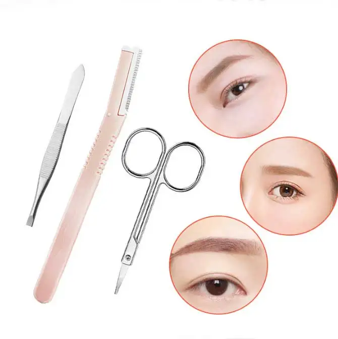 10 в 1 линейка для бровей щипцы для завивки ресниц аппликатор инструмент красоты для бритья для бровей, ножницы, инструмент для макияжа Набор наращивание ресниц Набор инструментов