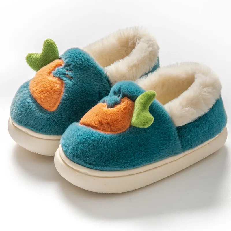 Зимние Детские домашние тапочки, Детская Хлопковая обувь с морковкой, плюшевые теплые тапочки для девочек, домашние тапочки для детей