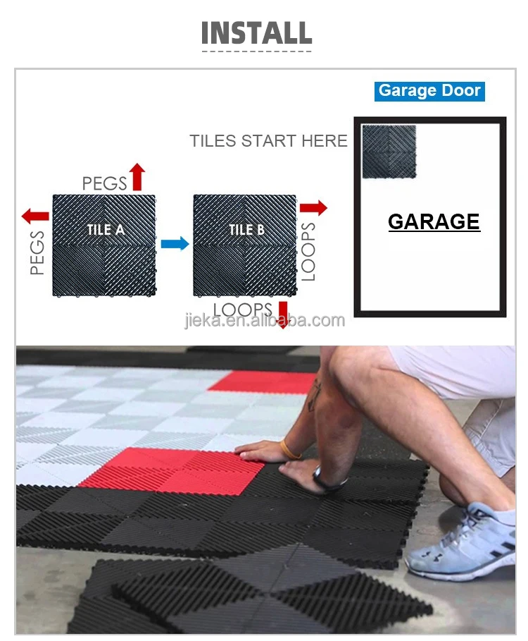 Strength Car Garage Floor Grate Plastic Modular Interlocking Tiles Pp ...