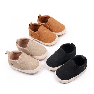 Rhomboid Pattern Design Soft Bottom Baby Boys Casual Shoes with Solid Color for Walking
