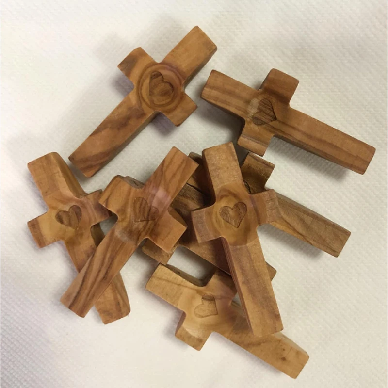 Ltahtliay Cross My Heart, Regalo Di Incoraggiamento, Croce Tascabile, Croce In Legno Palmare Con Cuore Epossidico Da Portare In Tasca, Regalo