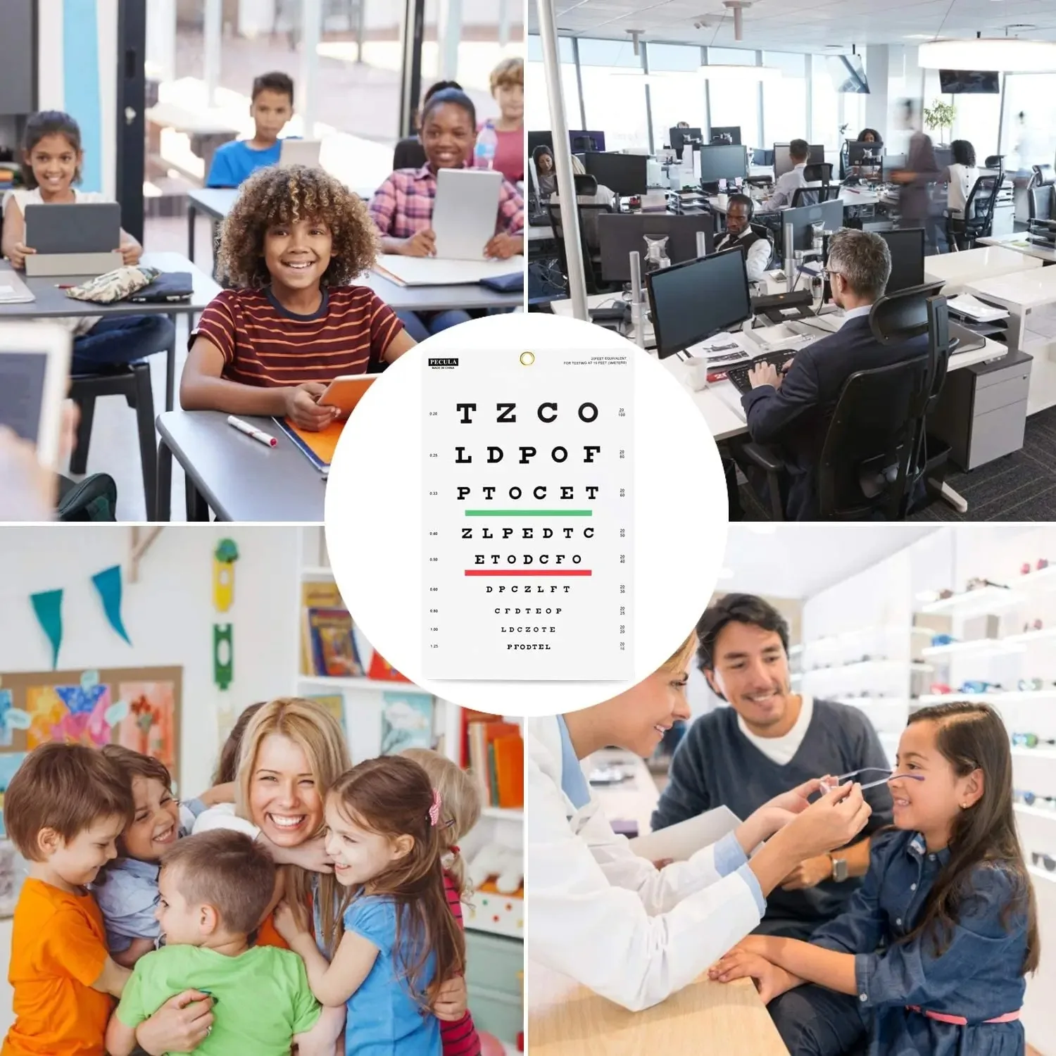 Premium Snellen Eye Chart Wall Chart Plastic Waterproof Snellen Charts for Eye Test Exams 10 Feet 9 X 14 in Eluxe Occluder Plus