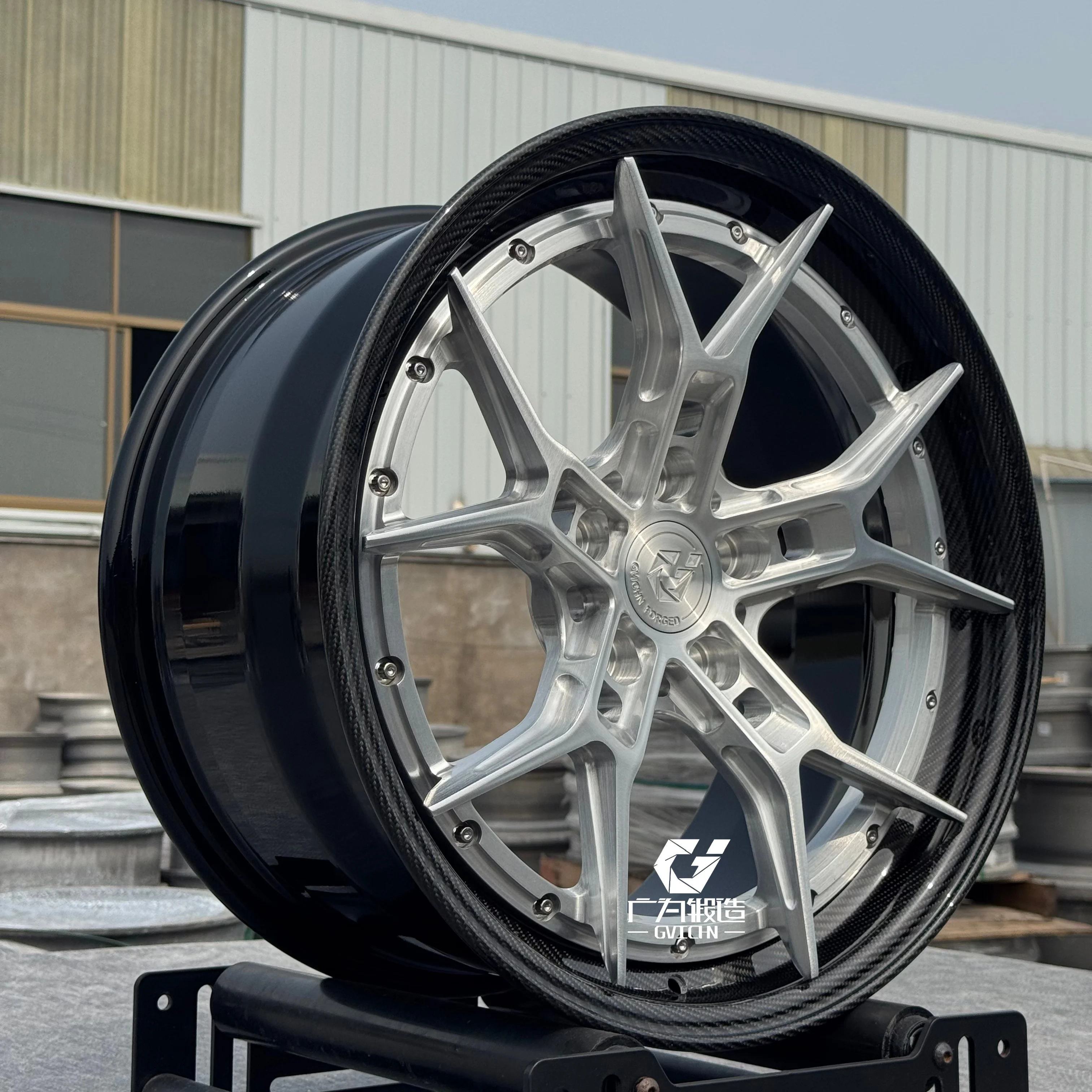 Custom Carbon Fiber Lip Two Piece Forged Wheels Deep Dish Pure Carbon Fiber Rims 5x114.3 5x112