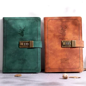 Customized A5 Cahiers Lock Leather Hardcover Planner Exclusive Guaranteed Time Custom Diary Journal Notebook Password Lock PU