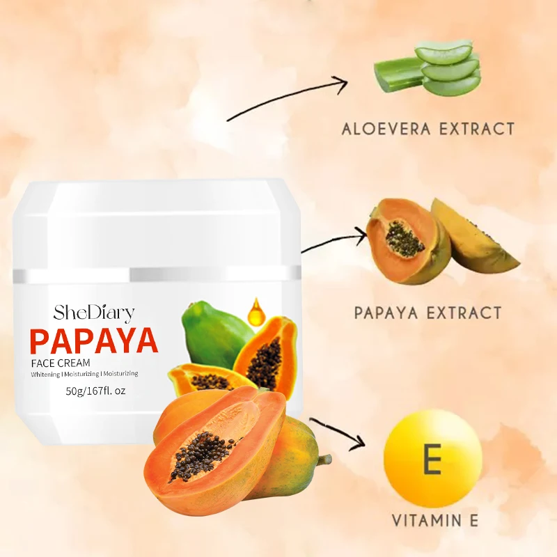 Crema facial nutritiva blanqueadora con vitamina E de papaya hidratante OEM SheDiary para día o noche