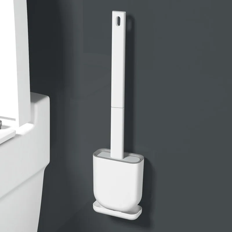 Conveniently Cleans Toilet Bowl Corners Silicone Plastic Bendable Head Wall-Mounted Floor-Standing Holder Brush Cleaning Brushes
