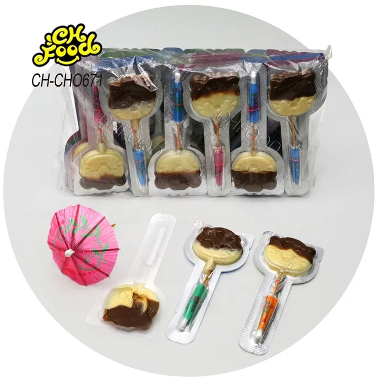 OEM Mini Paper Umbrella Toy with Milk Chocolate bar for Kids Wholesale Halal Chocolate Sweet Candy