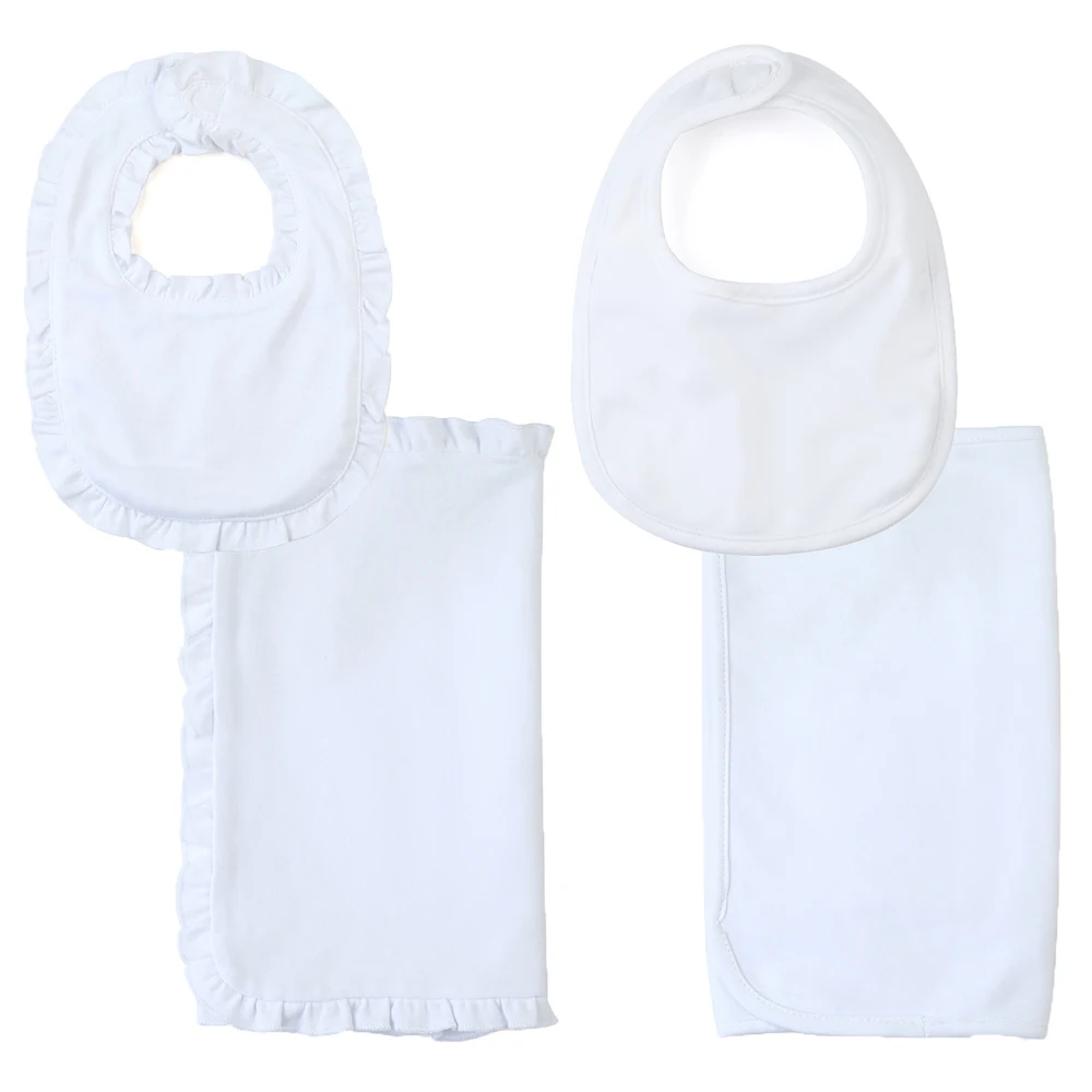 Нагрудник из чесаного хлопка для новорожденных однотонная белая одежда с оборками и монограммой набор тканей мальчиков