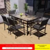 6 chaises + 1 table longue en verre à motifs aquatiques de 150 cm