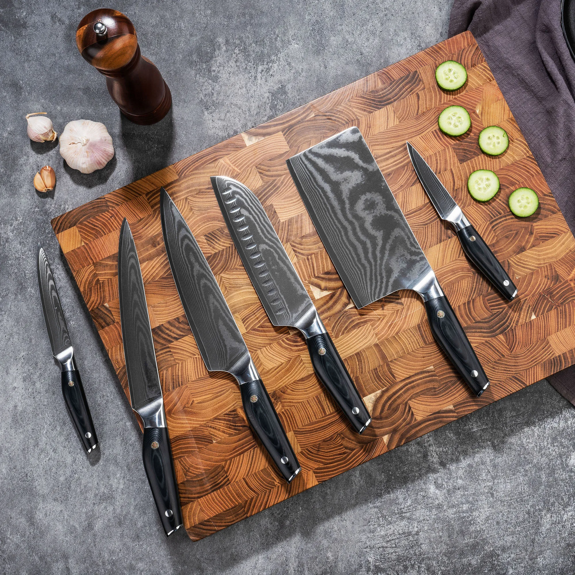 JJ 67-Layer VG10 Damascus Stainless Steel Japanese Chef Knife Set 8-Inch Kitchen Knives for Cutting Meat Metal Material