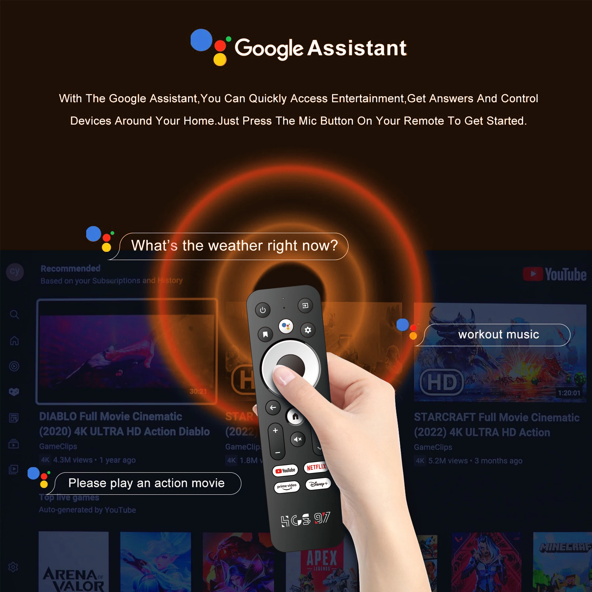 ZOKU HCS97 Awllinner H313 Android 13.0 8K TV Stick Remote Control 16GB Flash 1080p UK/EU/US Factory Price Cheap Android TV Stick