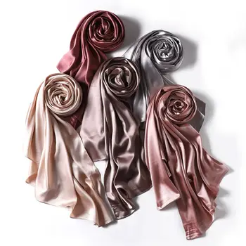 Malaysia Pure Color Satin Long Scarf European and American Monochrome Pearlescent Satin Scarf