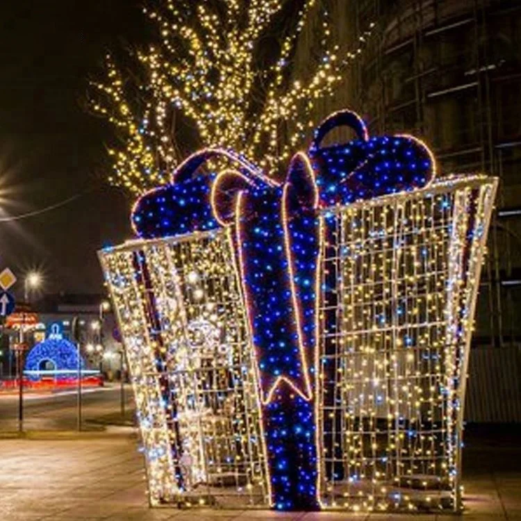 
 Подгонянный акриловый поперек улицы гигантский декоративный 3d СИД Рождественская Подарочная коробка мотив свет  