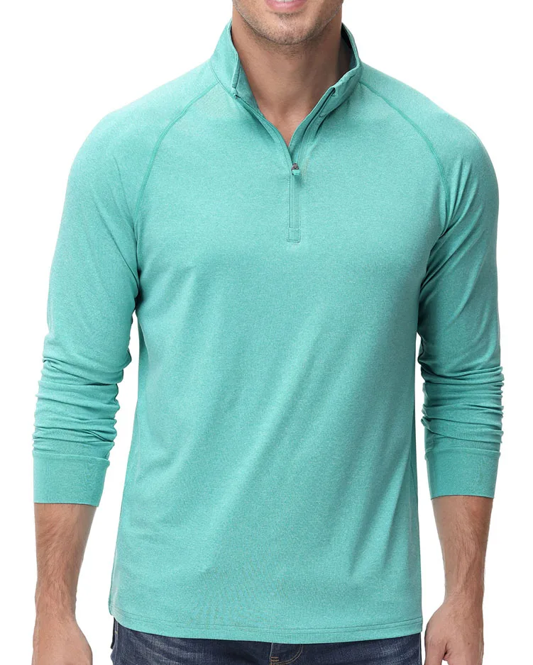 Custom LOGO UPF50+ Sun Protection 1/4 Zip Pullovers Mens Long Sleeve POLO Shirt High Quality Running