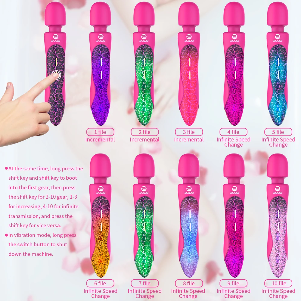New Arrival 10 Speed Inductive Touch LED Magic Vibrator Massager Wand Sex Av Vibrator Adult Sex Toys Woman Vibrator