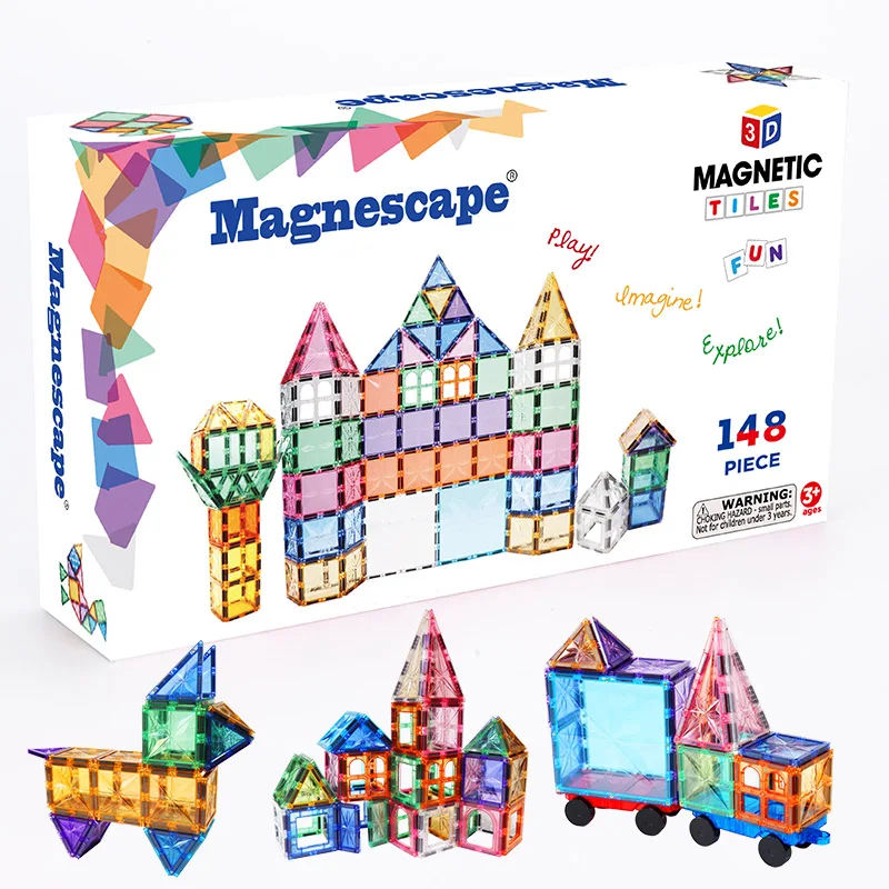 Magnescape 148pcs Educational Star Magnet Tile Toys Preschool Plastic  Magnetic Construction Building Blocks Tiles Toys