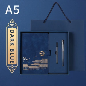 Customized A5 Notebook Set with Pen Undated Yearly Sticker Sheet Agenda Planner Leather Cover for Gift Promotion or Wholesale