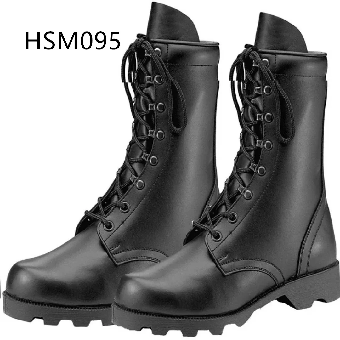 HY,African Popular High-traction Sole 8 Inch Tactical Gear Boots No-marking Hard Vulcanized Rubber Sole Patrol Boots HSM095
